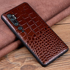 Soft Luxury Leather Snap On Case Cover R02 for Xiaomi Mi Note 10 Brown