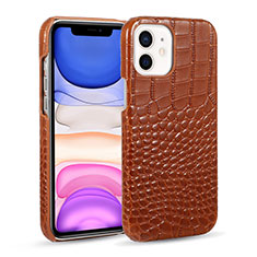 Soft Luxury Leather Snap On Case Cover R03 for Apple iPhone 12 Mini Brown