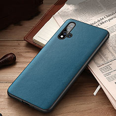 Soft Luxury Leather Snap On Case Cover R03 for Huawei Honor 20 Blue