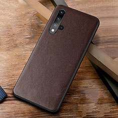 Soft Luxury Leather Snap On Case Cover R03 for Huawei Honor 20S Brown