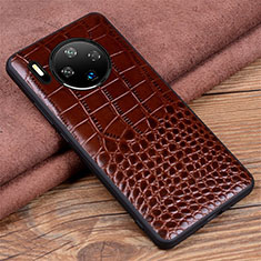 Soft Luxury Leather Snap On Case Cover R03 for Huawei Mate 30E Pro 5G Brown