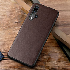 Soft Luxury Leather Snap On Case Cover R03 for Huawei Nova 5T Brown