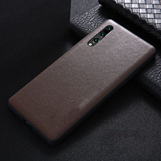 Soft Luxury Leather Snap On Case Cover R03 for Huawei P20 Pro Brown