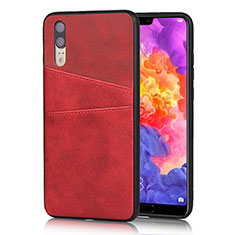 Soft Luxury Leather Snap On Case Cover R03 for Huawei P20 Red