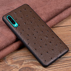 Soft Luxury Leather Snap On Case Cover R03 for Huawei P30 Brown