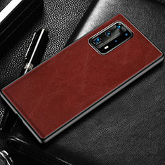 Soft Luxury Leather Snap On Case Cover R03 for Huawei P40 Pro+ Plus Red Wine