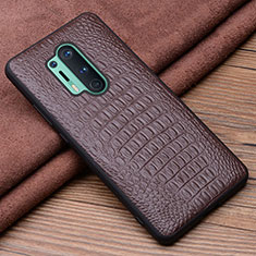 Soft Luxury Leather Snap On Case Cover R03 for OnePlus 8 Pro Brown
