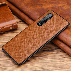 Soft Luxury Leather Snap On Case Cover R03 for Oppo Find X2 Pro Brown