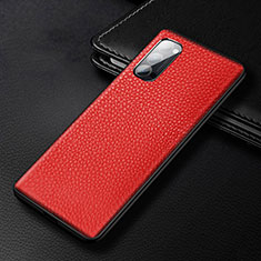Soft Luxury Leather Snap On Case Cover R03 for Oppo Reno4 Pro 5G Red