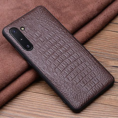 Soft Luxury Leather Snap On Case Cover R03 for Samsung Galaxy Note 10 Brown