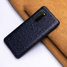 Soft Luxury Leather Snap On Case Cover R03 for Samsung Galaxy S20 Blue