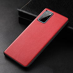 Soft Luxury Leather Snap On Case Cover R03 for Samsung Galaxy S20 Plus 5G Red