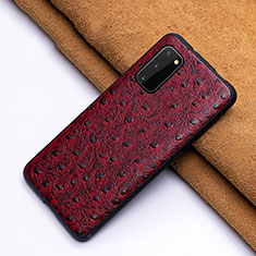 Soft Luxury Leather Snap On Case Cover R03 for Samsung Galaxy S20 Red