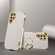 Soft Luxury Leather Snap On Case Cover R03 for Samsung Galaxy S21 Ultra 5G White