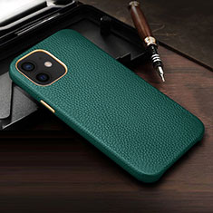 Soft Luxury Leather Snap On Case Cover R04 for Apple iPhone 12 Green
