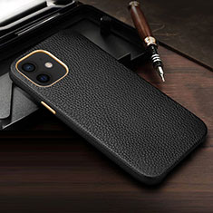 Soft Luxury Leather Snap On Case Cover R04 for Apple iPhone 12 Mini Black
