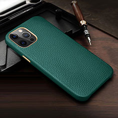 Soft Luxury Leather Snap On Case Cover R04 for Apple iPhone 12 Pro Green