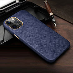 Soft Luxury Leather Snap On Case Cover R04 for Apple iPhone 12 Pro Max Blue