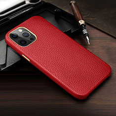 Soft Luxury Leather Snap On Case Cover R04 for Apple iPhone 12 Pro Max Red
