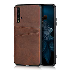 Soft Luxury Leather Snap On Case Cover R04 for Huawei Honor 20S Brown