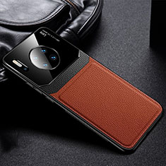 Soft Luxury Leather Snap On Case Cover R04 for Huawei Mate 30 Brown