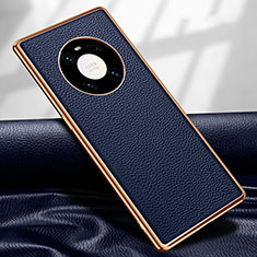 Soft Luxury Leather Snap On Case Cover R04 for Huawei Mate 40 Pro Blue
