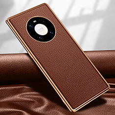Soft Luxury Leather Snap On Case Cover R04 for Huawei Mate 40 Pro Brown