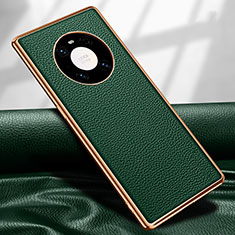 Soft Luxury Leather Snap On Case Cover R04 for Huawei Mate 40E Pro 4G Green