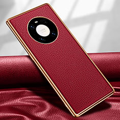 Soft Luxury Leather Snap On Case Cover R04 for Huawei Mate 40E Pro 4G Red