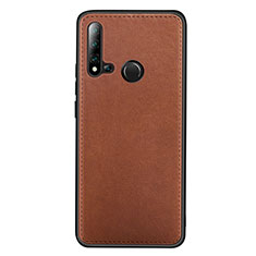 Soft Luxury Leather Snap On Case Cover R04 for Huawei Nova 5i Brown