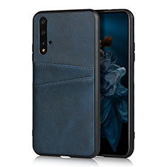 Soft Luxury Leather Snap On Case Cover R04 for Huawei Nova 5T Blue