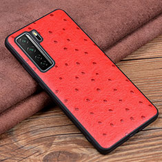 Soft Luxury Leather Snap On Case Cover R04 for Huawei Nova 7 SE 5G Red