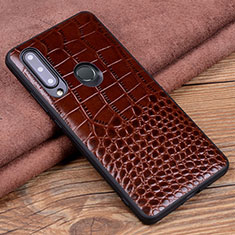Soft Luxury Leather Snap On Case Cover R04 for Huawei P Smart+ Plus (2019) Brown