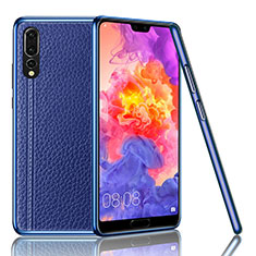 Soft Luxury Leather Snap On Case Cover R04 for Huawei P20 Pro Blue