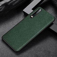 Soft Luxury Leather Snap On Case Cover R04 for Huawei P30 Green