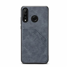 Soft Luxury Leather Snap On Case Cover R04 for Huawei P30 Lite Dark Gray