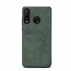 Soft Luxury Leather Snap On Case Cover R04 for Huawei P30 Lite Green