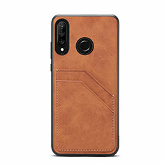 Soft Luxury Leather Snap On Case Cover R04 for Huawei P30 Lite New Edition Orange