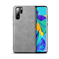 Soft Luxury Leather Snap On Case Cover R04 for Huawei P30 Pro New Edition Gray