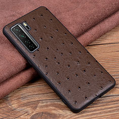 Soft Luxury Leather Snap On Case Cover R04 for Huawei P40 Lite 5G Brown