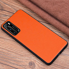 Soft Luxury Leather Snap On Case Cover R04 for Huawei P40 Orange