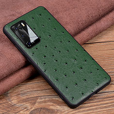 Soft Luxury Leather Snap On Case Cover R04 for Huawei P40 Pro Green