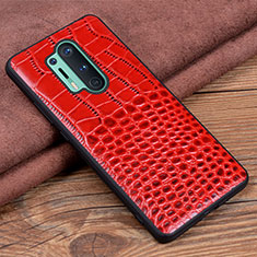 Soft Luxury Leather Snap On Case Cover R04 for OnePlus 8 Pro Red