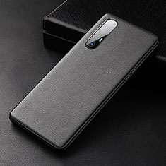 Soft Luxury Leather Snap On Case Cover R04 for Oppo Reno3 Pro Black