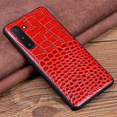 Soft Luxury Leather Snap On Case Cover R04 for Samsung Galaxy Note 10 5G Red