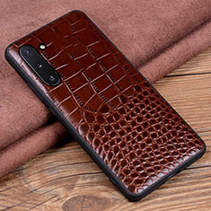 Soft Luxury Leather Snap On Case Cover R04 for Samsung Galaxy Note 10 Brown