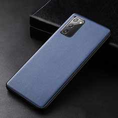 Soft Luxury Leather Snap On Case Cover R04 for Samsung Galaxy Note 20 5G Blue