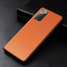 Soft Luxury Leather Snap On Case Cover R04 for Samsung Galaxy Note 20 5G Orange