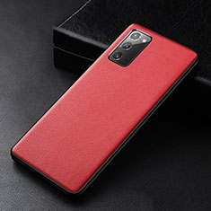 Soft Luxury Leather Snap On Case Cover R04 for Samsung Galaxy Note 20 5G Red