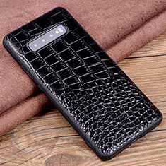 Soft Luxury Leather Snap On Case Cover R04 for Samsung Galaxy S10 5G Black